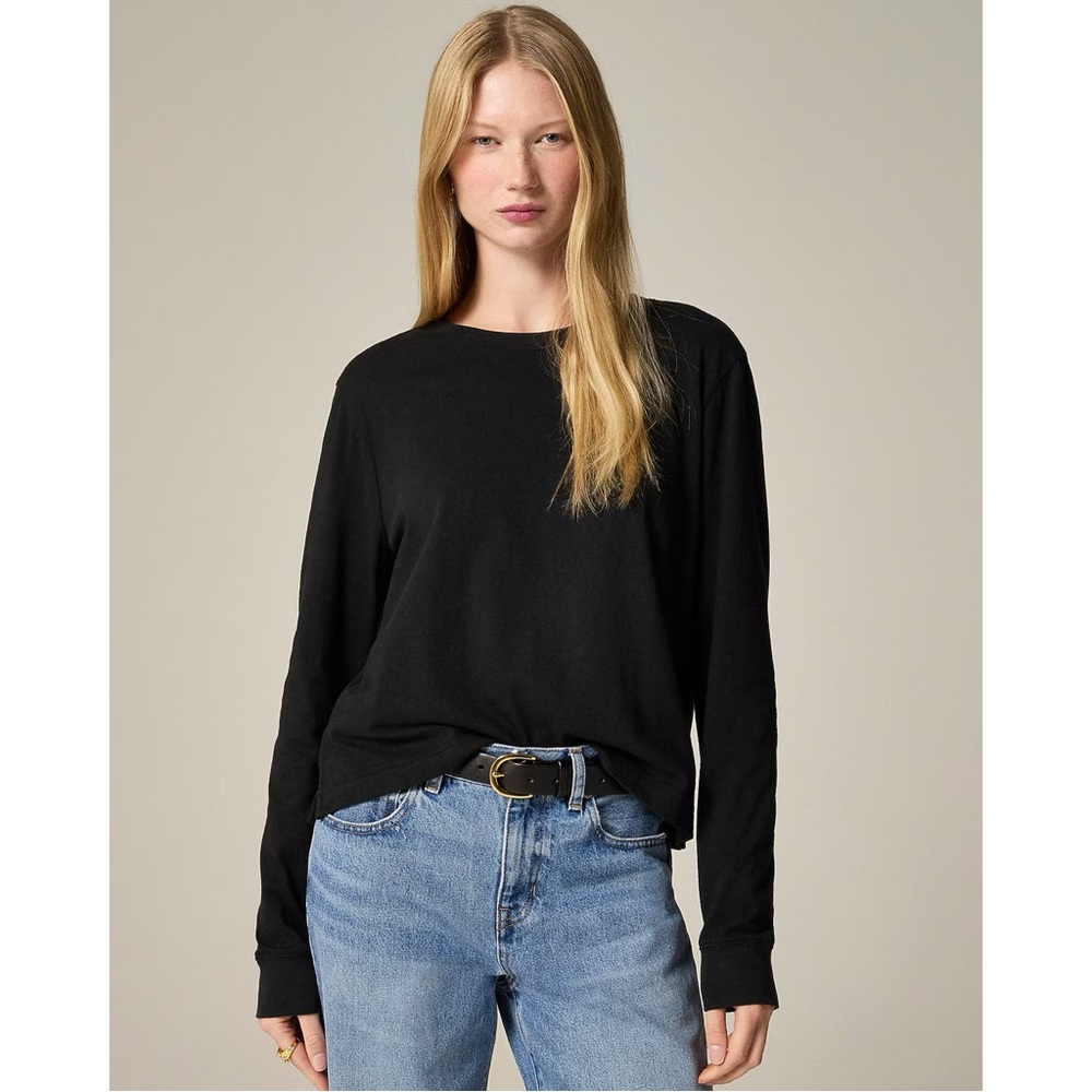 NWT J. Crew Vintage Jersey Long-sleeve T-shirt Black